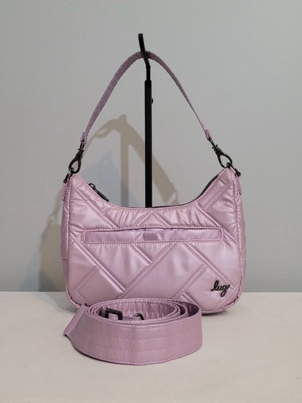Lug Curtsy Mini Quilted Crossbody Shoulder Bag Orchid 2 Straps Convertible